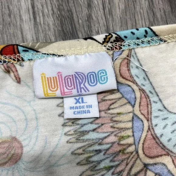 LULAROE Round Neck Short Sleeve White Bird Print T-Shirt Women's Size XL - Picture 5 of 10